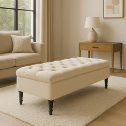 The Sloane Footstool Ivory